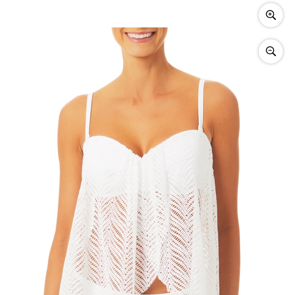 Time and Tru White Crochet Swim tankini 1x (16-18)